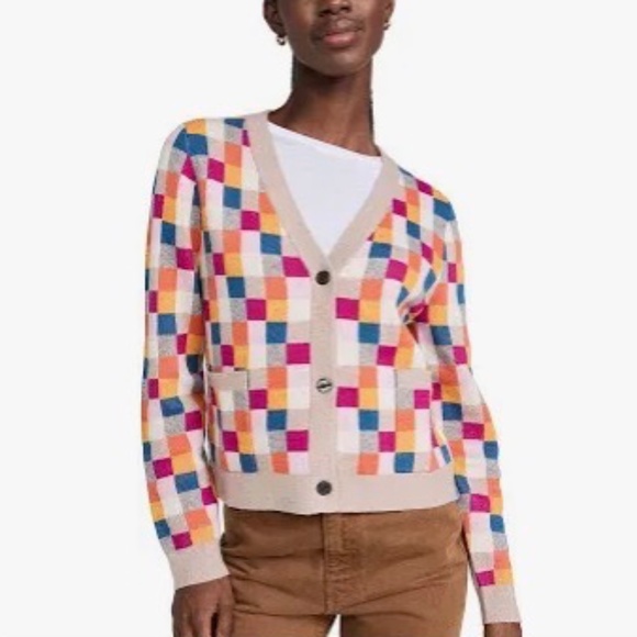 Kuhl Sweaters - KULE The Capucine Multicolor Checkered Button Front Cardigan Women’s Large